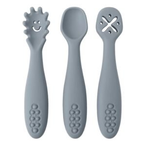 Silicone Baby Spoons, Self Feeding 6-12 months - 3-Pack