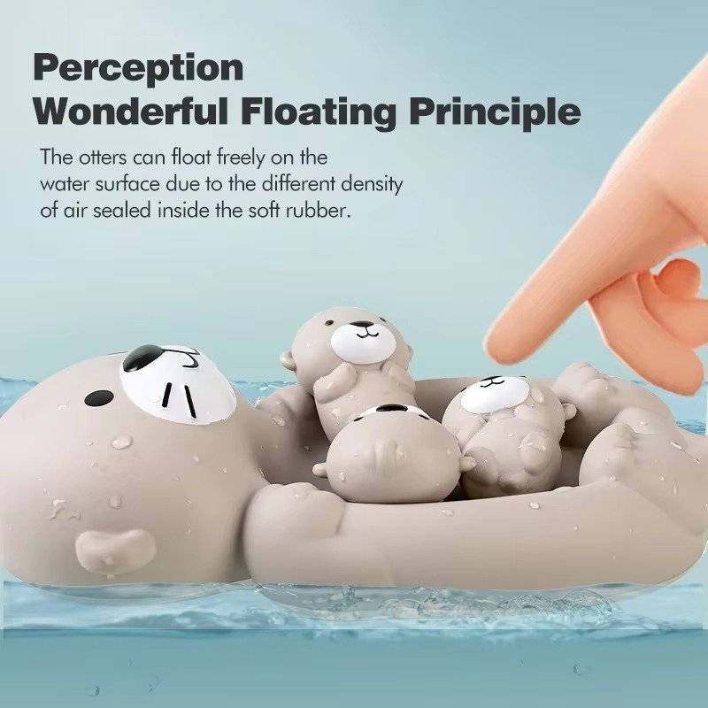Otter Bath Toy Set, Child-Mother Otter Playset Tub - Image 3
