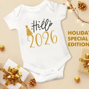 Newborn Cotton Baby Bodysuit – Short Sleeve Christmas Romper