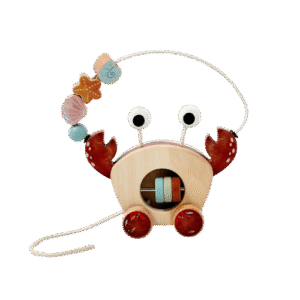 Wooden Crab Push and Pull Toy with Bead Maze
