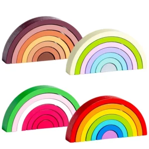 Wooden Rainbow Building Blocks Set Creative
